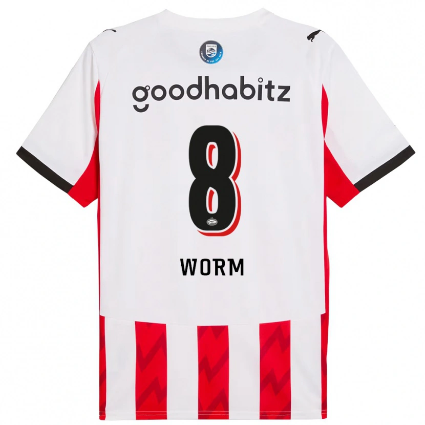 Danxen Homme Maillot Siri Worm #8 Rouge Blanc Tenues Domicile 2025/26 T-Shirt