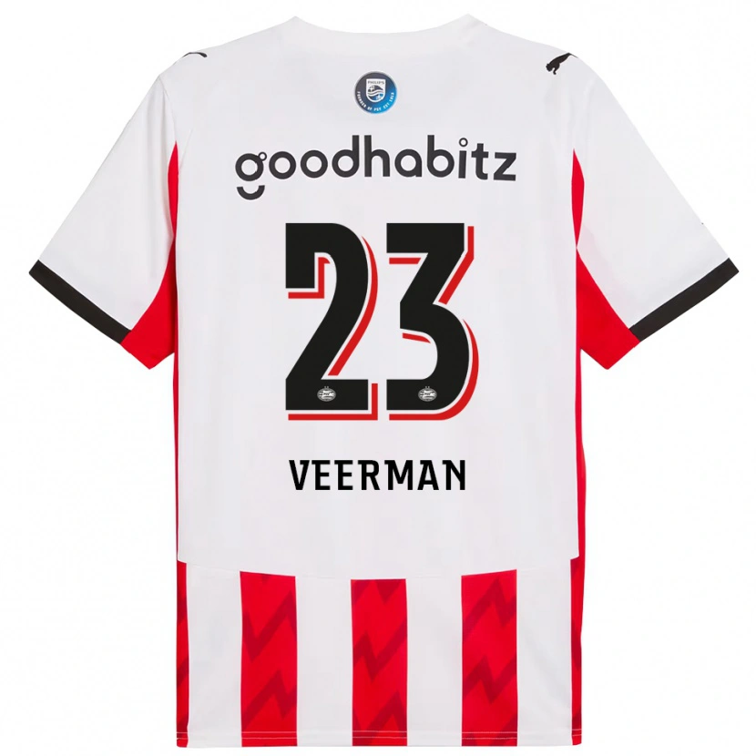 Danxen Homme Maillot Joey Veerman #23 Rouge Blanc Tenues Domicile 2025/26 T-Shirt
