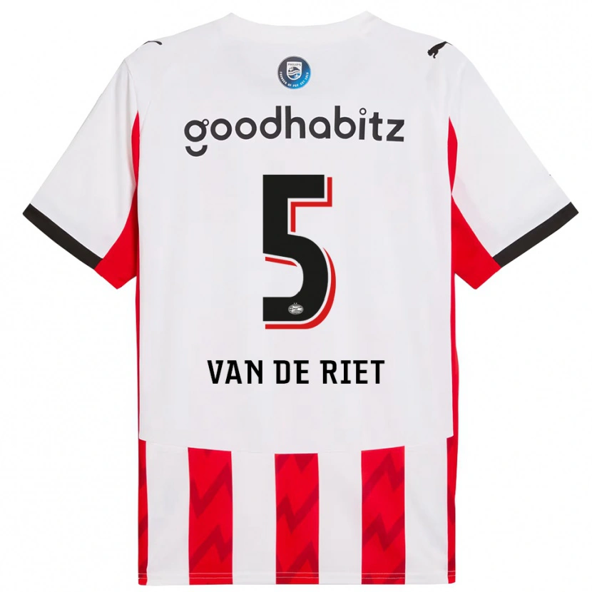 Danxen Homme Maillot Raf Van De Riet #5 Rouge Blanc Tenues Domicile 2025/26 T-Shirt