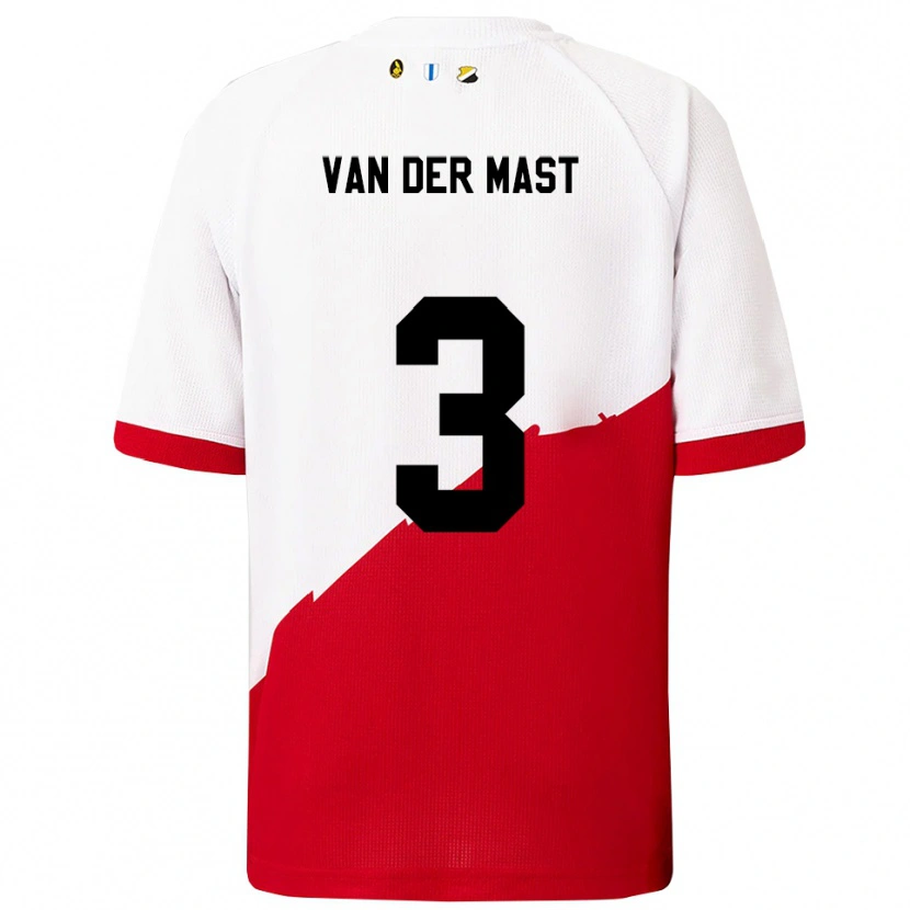 Danxen Homme Maillot Hylke Van Der Mast #3 Blanc Rouge Tenues Domicile 2025/26 T-Shirt
