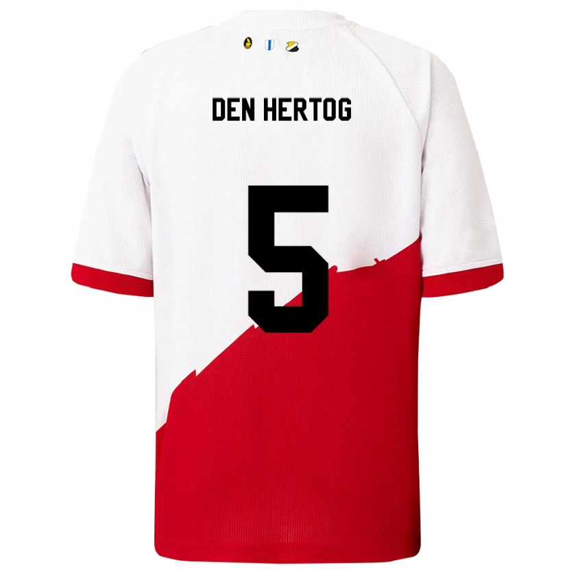Danxen Homme Maillot Mees Den Hertog #5 Blanc Rouge Tenues Domicile 2025/26 T-Shirt