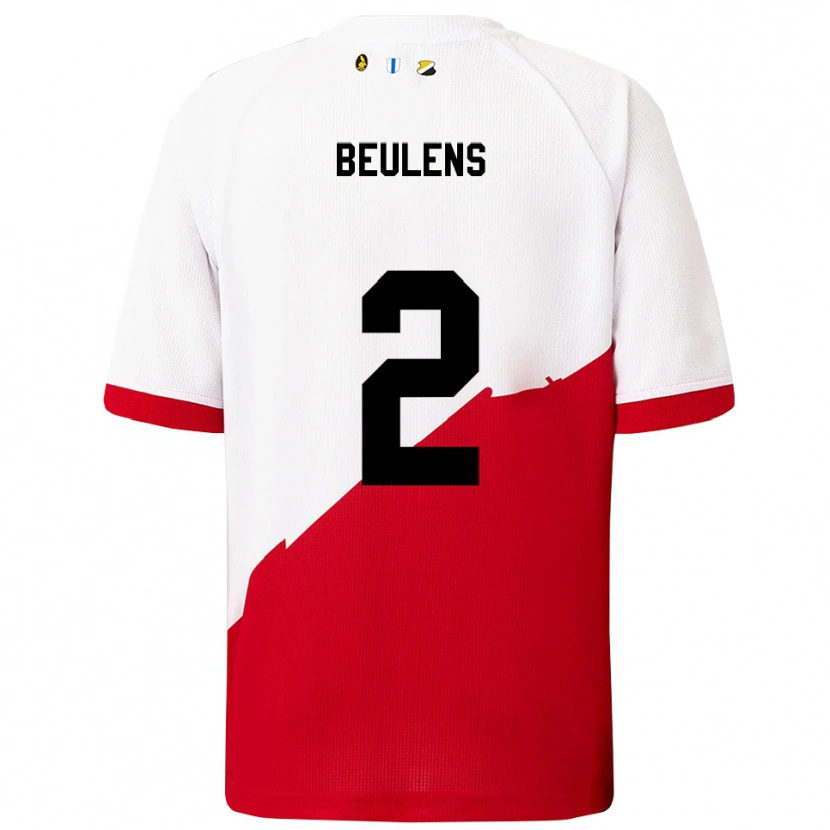 Danxen Homme Maillot Noël Beulens #2 Blanc Rouge Tenues Domicile 2025/26 T-Shirt