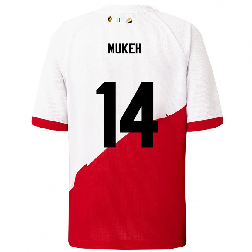 Danxen Homme Maillot Joshua Mukeh #14 Blanc Rouge Tenues Domicile 2025/26 T-Shirt