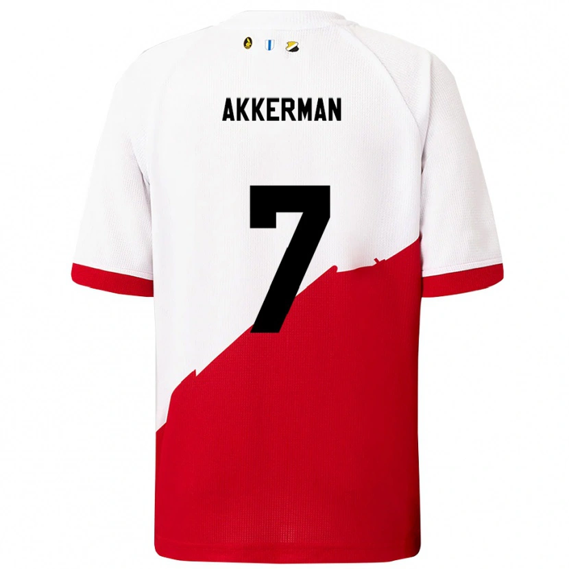 Danxen Homme Maillot Mees Akkerman #7 Blanc Rouge Tenues Domicile 2025/26 T-Shirt