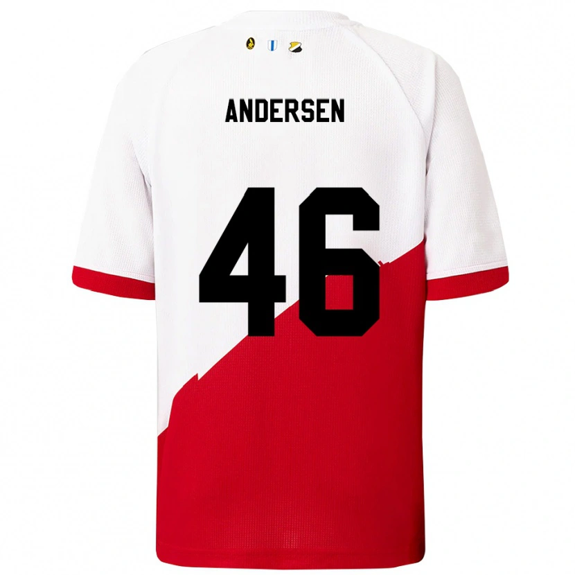 Danxen Homme Maillot Silas Andersen #46 Blanc Rouge Tenues Domicile 2025/26 T-Shirt