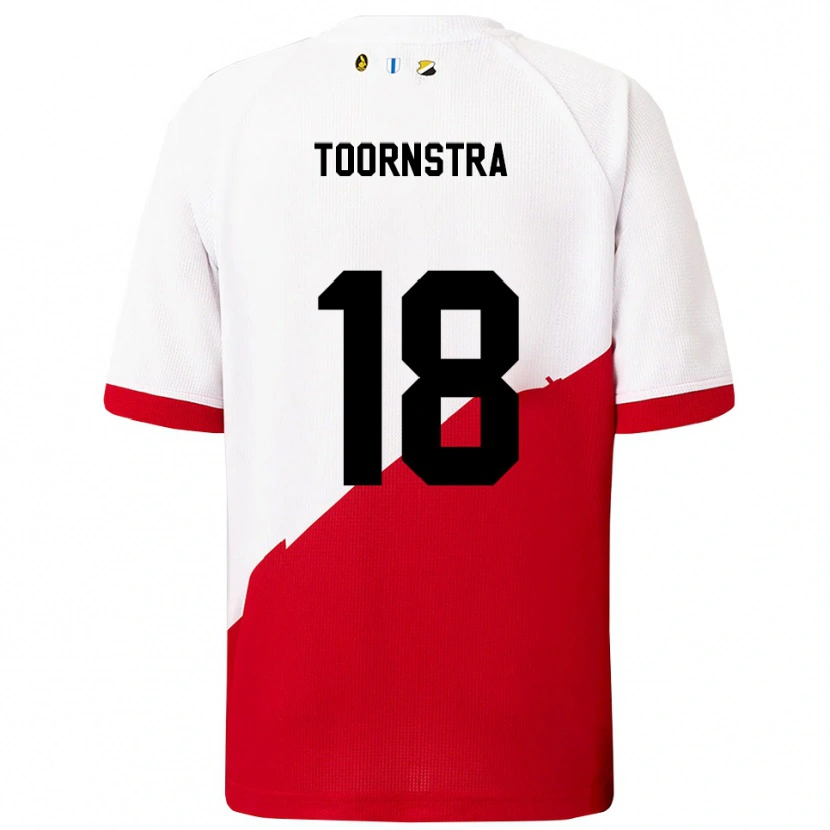 Danxen Homme Maillot Jens Toornstra #18 Blanc Rouge Tenues Domicile 2025/26 T-Shirt