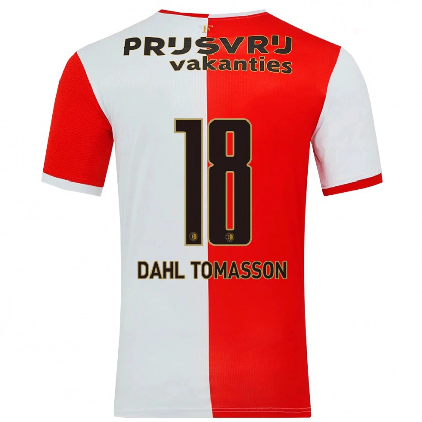Danxen Homme Maillot Luca Dahl Tomasson #18 Rouge Blanc Tenues Domicile 2025/26 T-Shirt