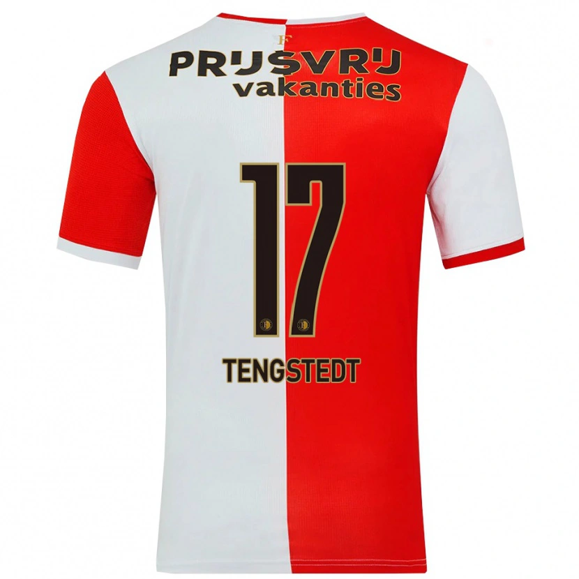 Danxen Homme Maillot Casper Tengstedt #17 Rouge Blanc Tenues Domicile 2025/26 T-Shirt