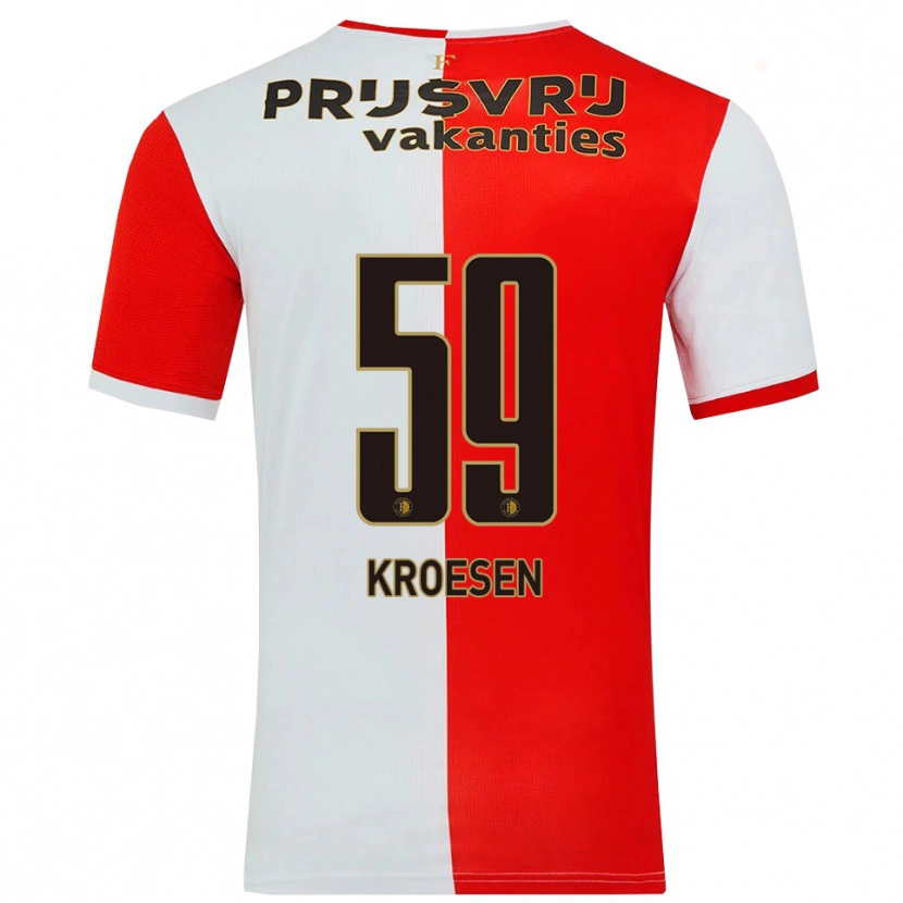 Danxen Homme Maillot Jaimy Kroesen #59 Rouge Blanc Tenues Domicile 2025/26 T-Shirt