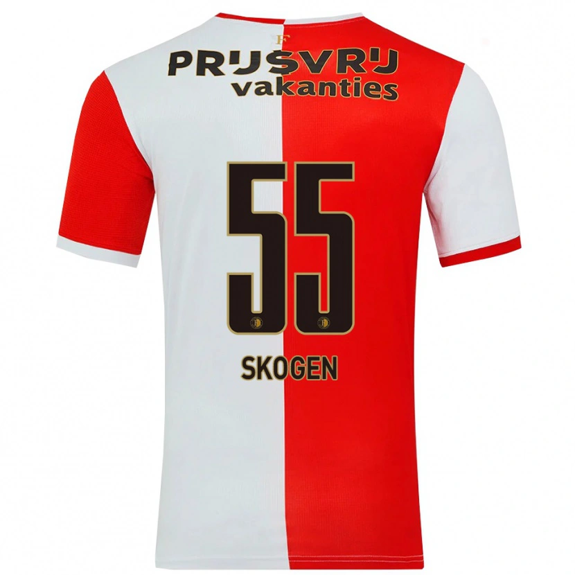 Danxen Homme Maillot Sondre Skogen #55 Rouge Blanc Tenues Domicile 2025/26 T-Shirt