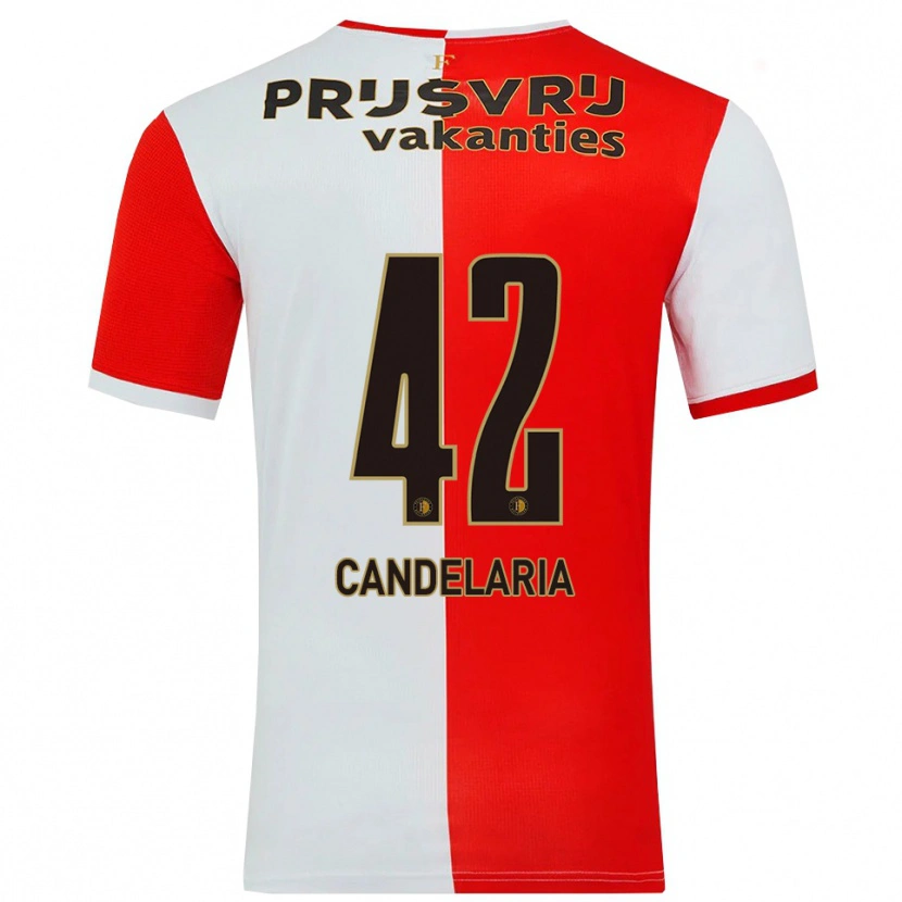 Danxen Homme Maillot Jayden Candelaria #42 Rouge Blanc Tenues Domicile 2025/26 T-Shirt