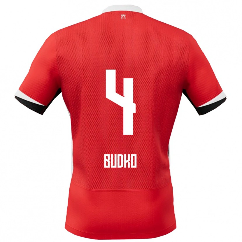 Danxen Homme Maillot Bogdan Budko #4 Rouge Blanc Tenues Domicile 2025/26 T-Shirt