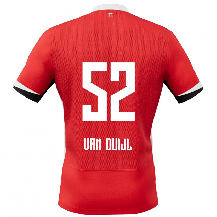 Danxen Homme Maillot Billy Van Duijl #52 Rouge Blanc Tenues Domicile 2025/26 T-Shirt
