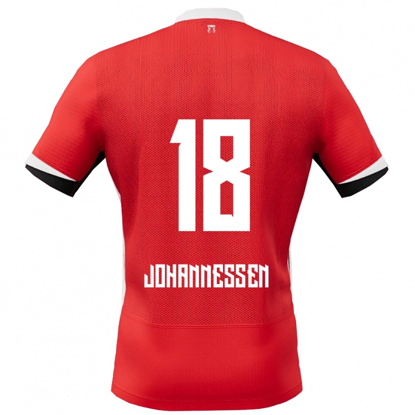 Danxen Homme Maillot Tómas Johannessen #18 Rouge Blanc Tenues Domicile 2025/26 T-Shirt
