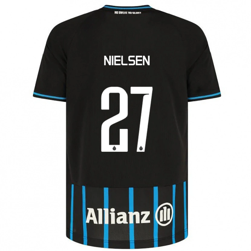 Danxen Homme Maillot Casper Nielsen #27 Noir Bleu Tenues Domicile 2025/26 T-Shirt