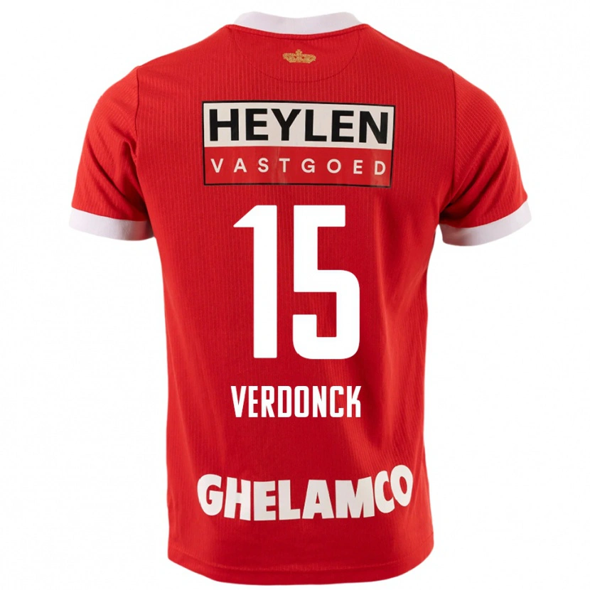 Danxen Homme Maillot Dries Verdonck #15 Rouge Blanc Tenues Domicile 2025/26 T-Shirt
