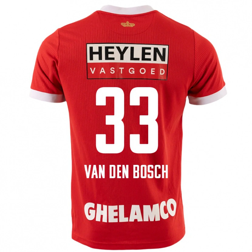 Danxen Homme Maillot Zeno Van Den Bosch #33 Rouge Blanc Tenues Domicile 2025/26 T-Shirt