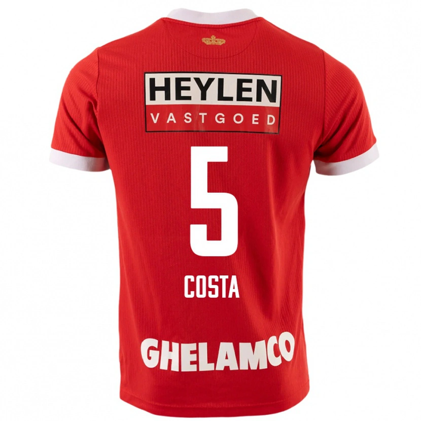 Danxen Homme Maillot Ayrton Costa #5 Rouge Blanc Tenues Domicile 2025/26 T-Shirt