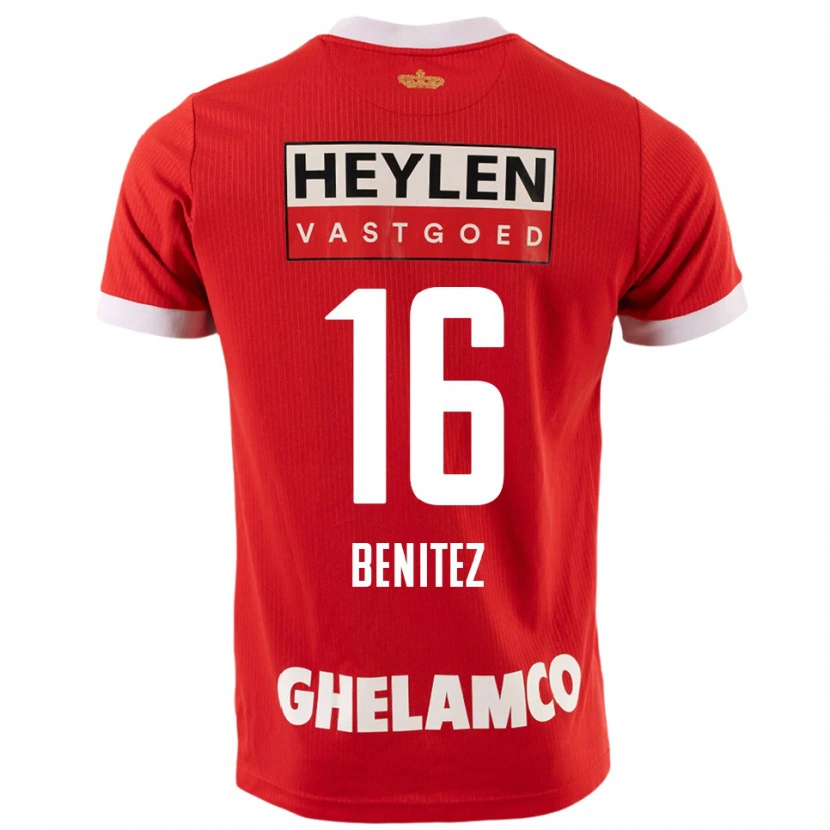 Danxen Homme Maillot Mauricio Benítez #16 Rouge Blanc Tenues Domicile 2025/26 T-Shirt