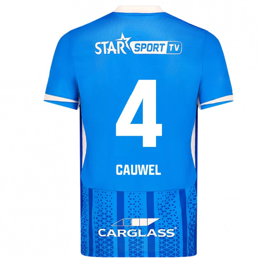 Danxen Homme Maillot Michiel Cauwel #4 Bleu Blanc Tenues Domicile 2025/26 T-Shirt