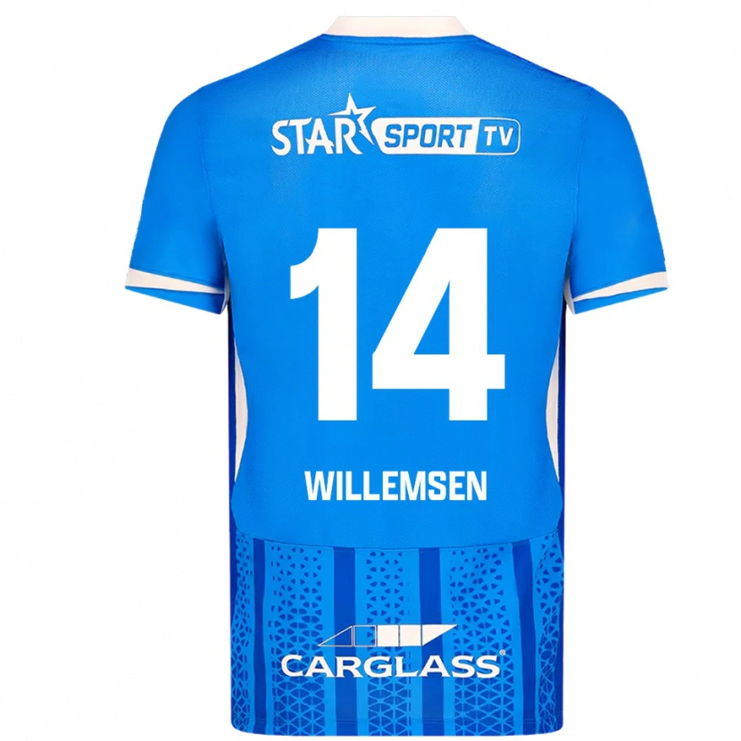 Danxen Homme Maillot Wout Willemsen #14 Bleu Blanc Tenues Domicile 2025/26 T-Shirt