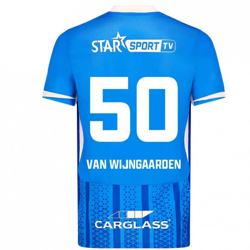 Danxen Homme Maillot Maren Van Wijngaarden #50 Bleu Blanc Tenues Domicile 2025/26 T-Shirt