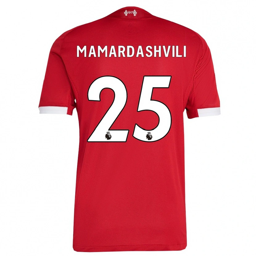Danxen Homme Maillot Giorgi Mamardashvili #25 Rouge Blanc Tenues Domicile 2025/26 T-Shirt