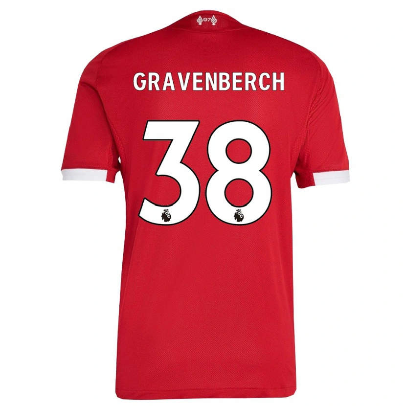 Danxen Homme Maillot Ryan Gravenberch #38 Rouge Blanc Tenues Domicile 2025/26 T-Shirt