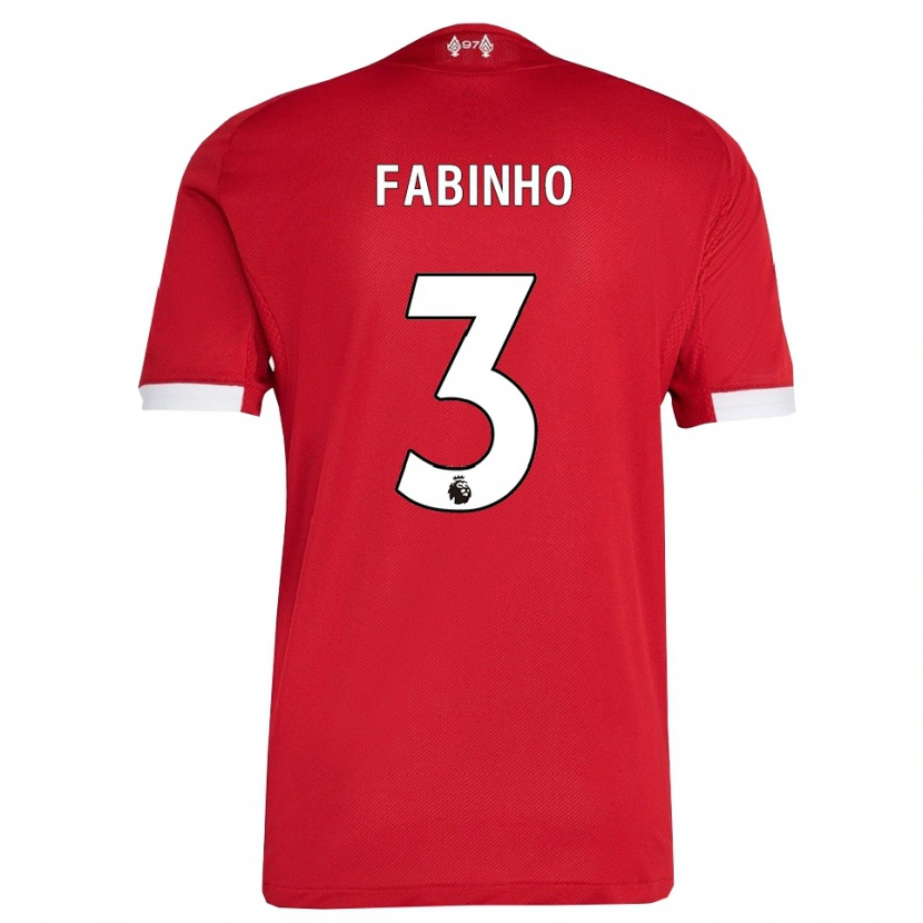 Danxen Homme Maillot Fabinho #3 Rouge Blanc Tenues Domicile 2025/26 T-Shirt