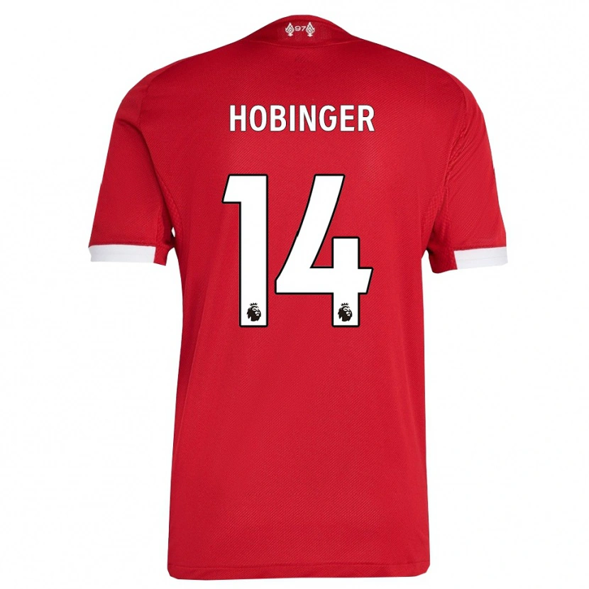 Danxen Homme Maillot Marie Höbinger #14 Rouge Blanc Tenues Domicile 2025/26 T-Shirt