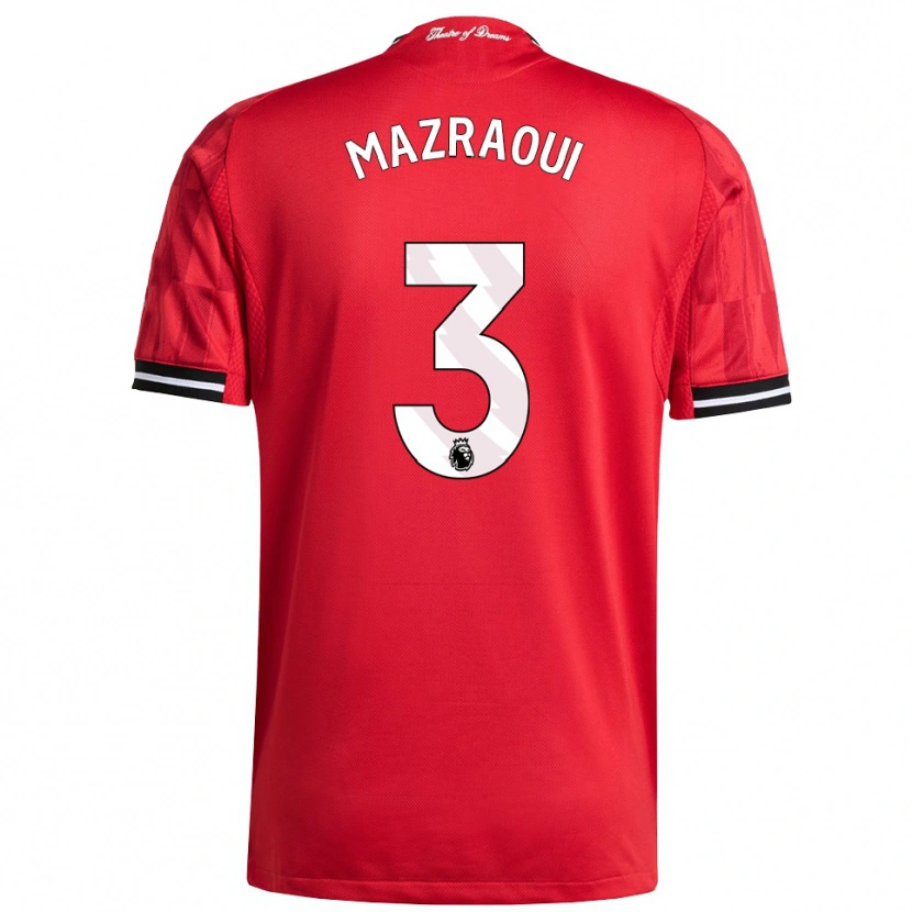 Danxen Homme Maillot Noussair Mazraoui #3 Rouge Noir Blanc Tenues Domicile 2025/26 T-Shirt