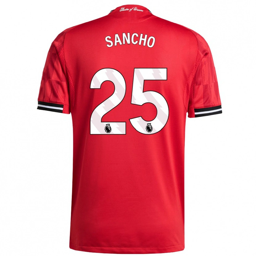 Danxen Homme Maillot Jadon Sancho #25 Rouge Noir Blanc Tenues Domicile 2025/26 T-Shirt