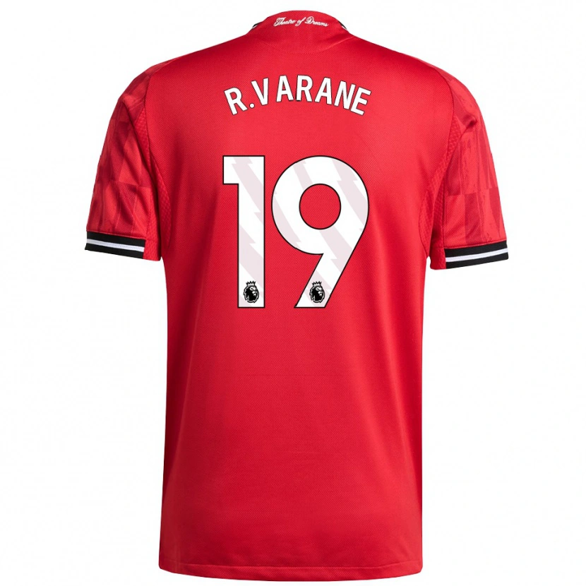 Danxen Homme Maillot Raphael Varane #19 Rouge Noir Blanc Tenues Domicile 2025/26 T-Shirt