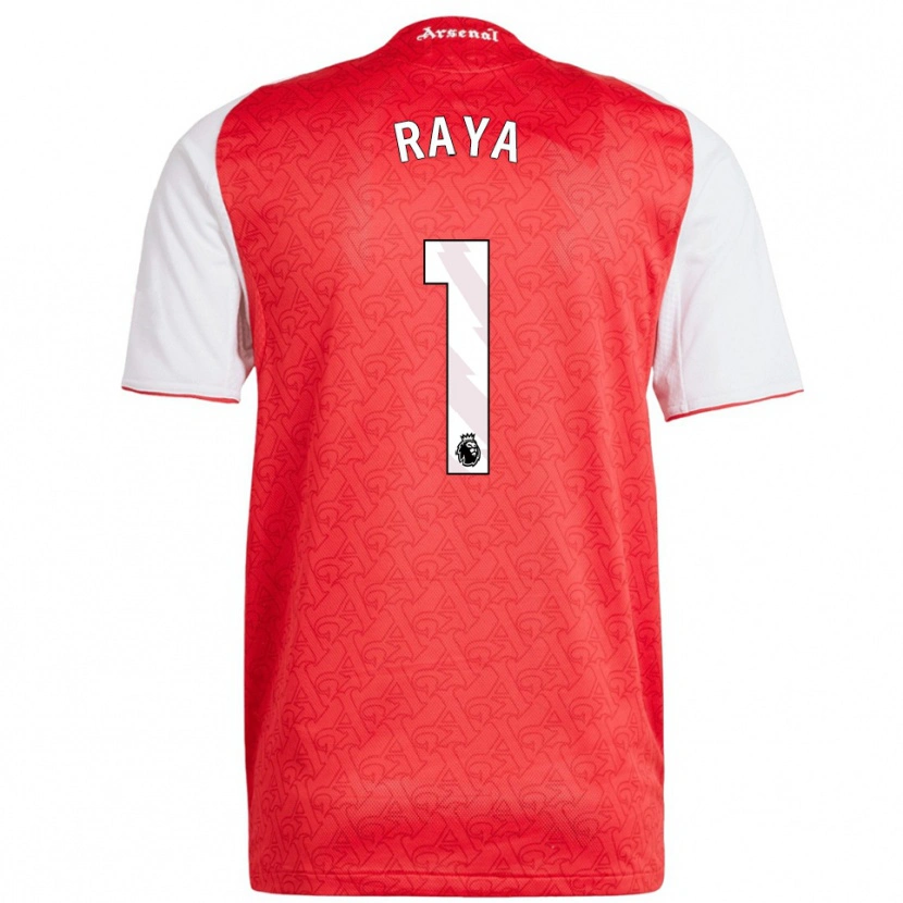 Danxen Homme Maillot David Raya #1 Rouge Blanc Tenues Domicile 2025/26 T-Shirt