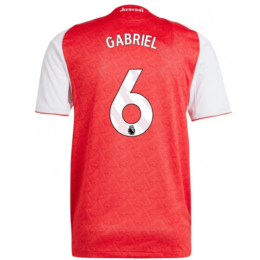 Danxen Homme Maillot Gabriel Magalhães #6 Rouge Blanc Tenues Domicile 2025/26 T-Shirt