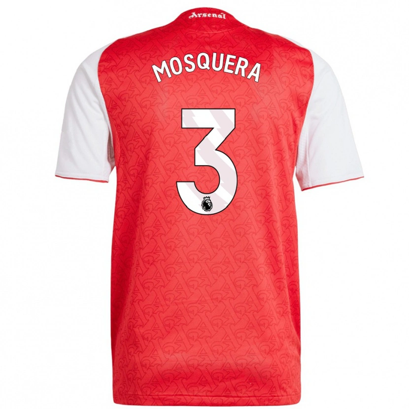 Danxen Homme Maillot Cristhian Mosquera #3 Rouge Blanc Tenues Domicile 2025/26 T-Shirt