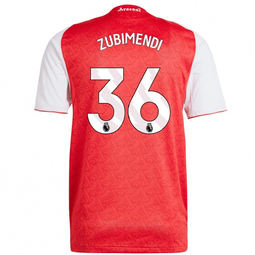 Danxen Homme Maillot Martín Zubimendi #36 Rouge Blanc Tenues Domicile 2025/26 T-Shirt