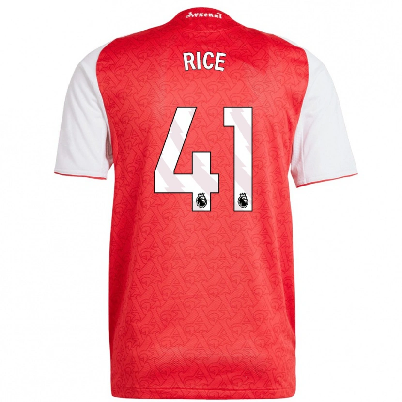 Danxen Homme Maillot Declan Rice #41 Rouge Blanc Tenues Domicile 2025/26 T-Shirt
