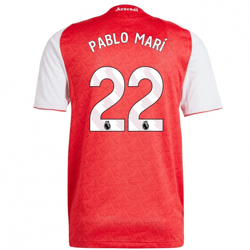 Danxen Homme Maillot Pablo Mari #22 Rouge Blanc Tenues Domicile 2025/26 T-Shirt