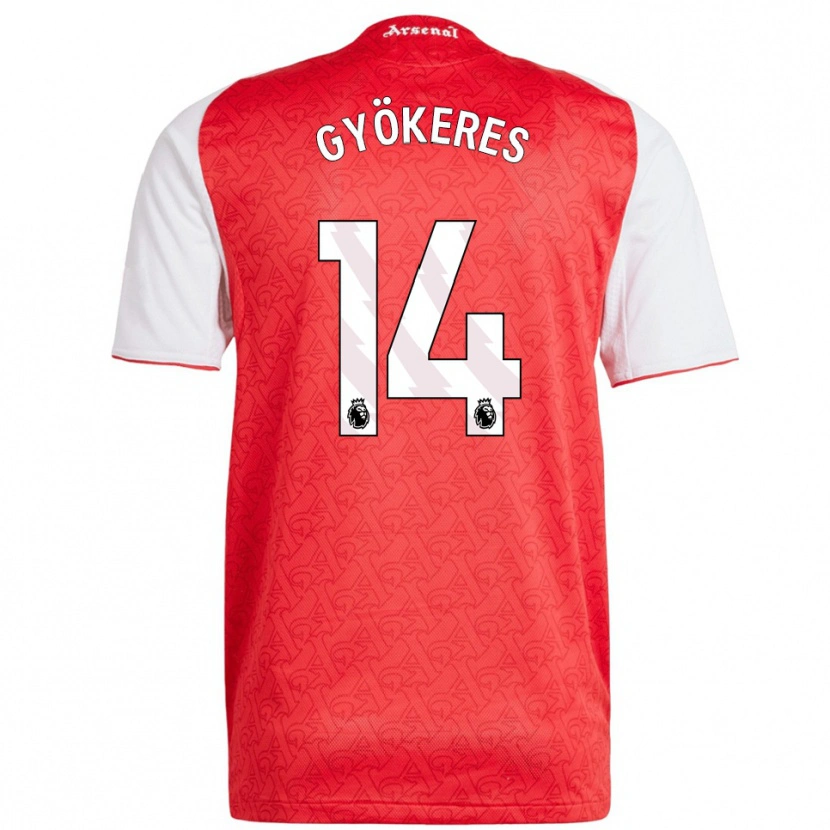 Danxen Homme Maillot Viktor Gyökeres #14 Rouge Blanc Tenues Domicile 2025/26 T-Shirt