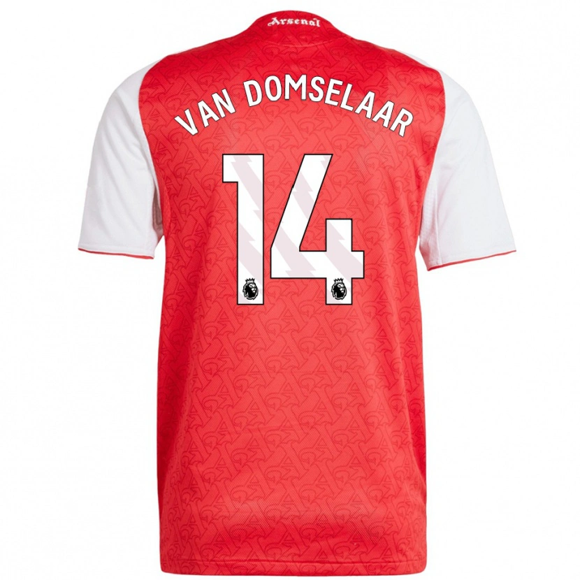 Danxen Homme Maillot Daphne Van Domselaar #14 Rouge Blanc Tenues Domicile 2025/26 T-Shirt