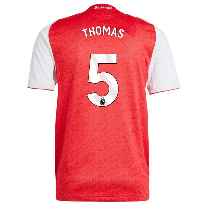 Danxen Homme Maillot Thomas Partey #5 Rouge Blanc Tenues Domicile 2025/26 T-Shirt