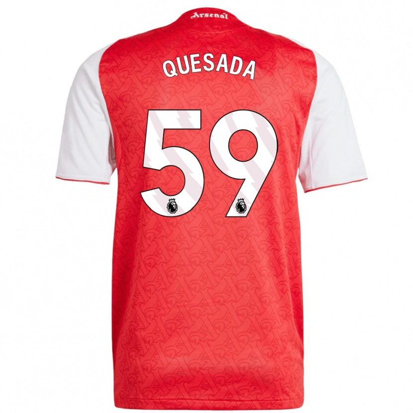 Danxen Homme Maillot Elián Quesada #59 Rouge Blanc Tenues Domicile 2025/26 T-Shirt