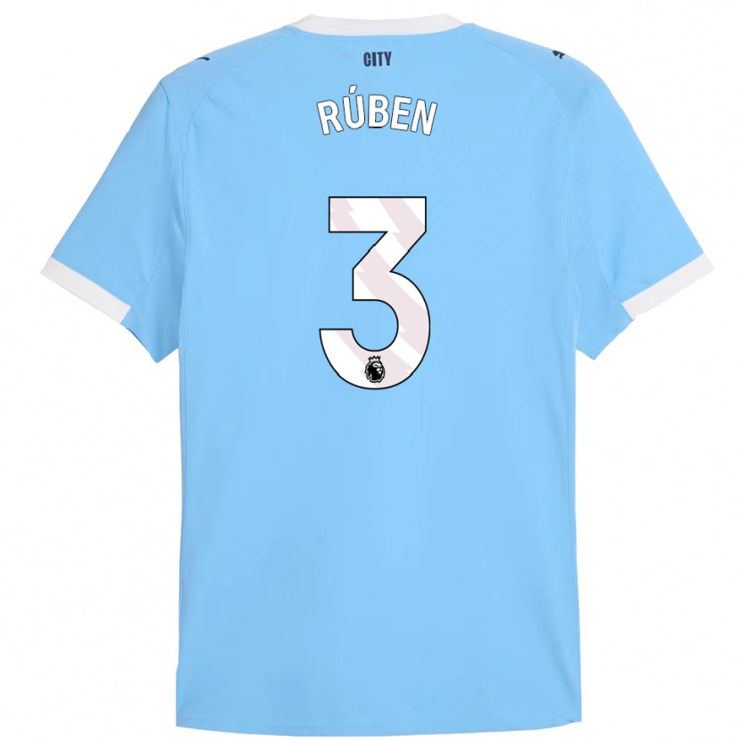 Danxen Homme Maillot Rúben Dias #3 Bleu Ciel Blanc Tenues Domicile 2025/26 T-Shirt