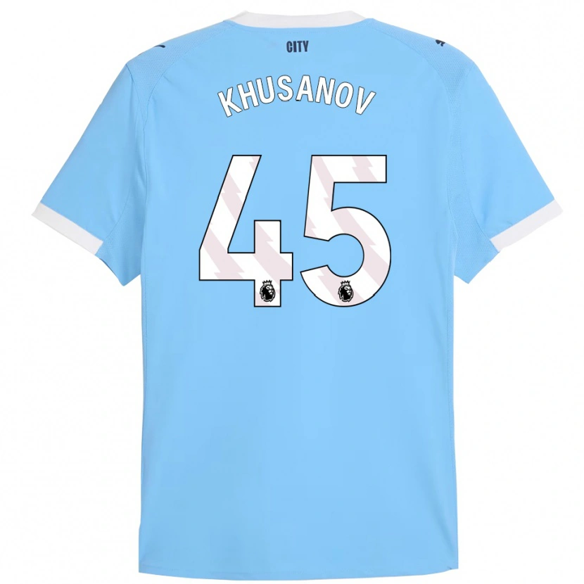 Danxen Homme Maillot Abdukodir Khusanov #45 Bleu Ciel Blanc Tenues Domicile 2025/26 T-Shirt