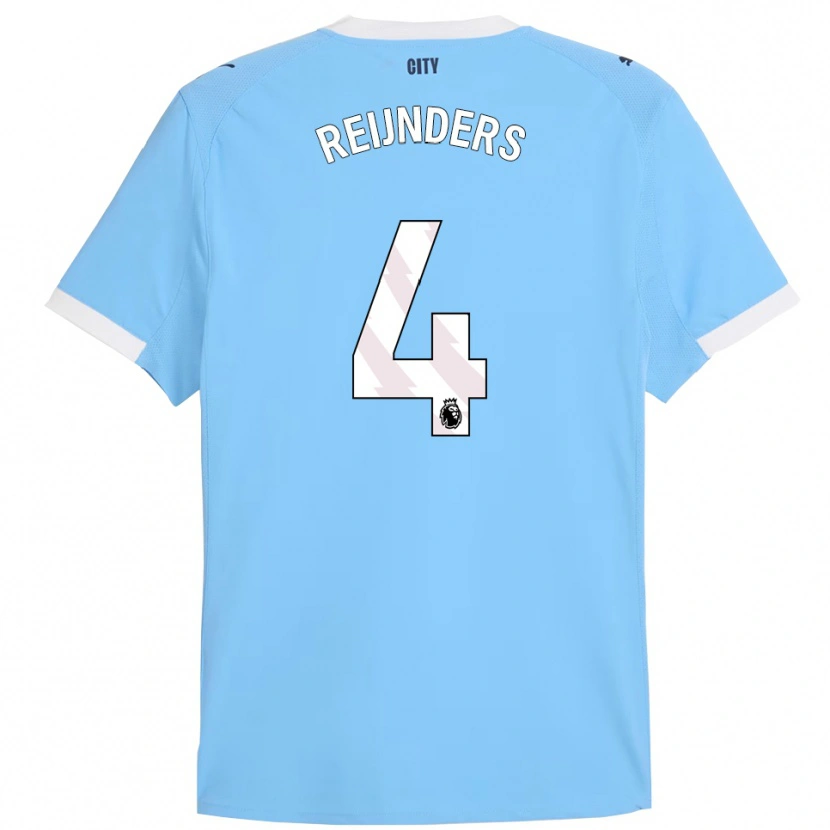 Danxen Homme Maillot Tijjani Reijnders #4 Bleu Ciel Blanc Tenues Domicile 2025/26 T-Shirt