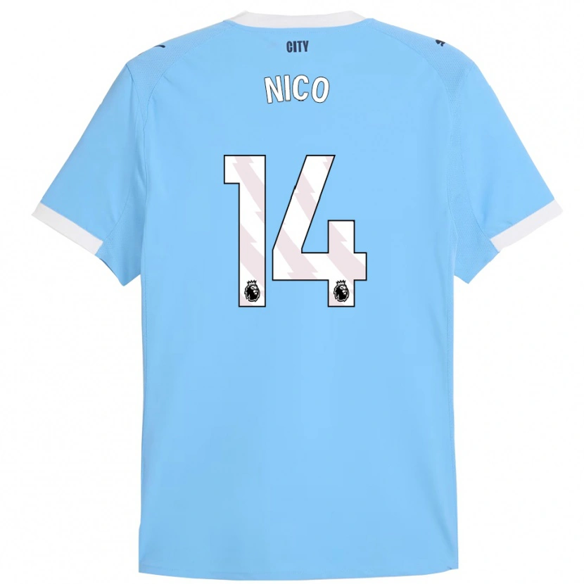 Danxen Homme Maillot Nico González #14 Bleu Ciel Blanc Tenues Domicile 2025/26 T-Shirt