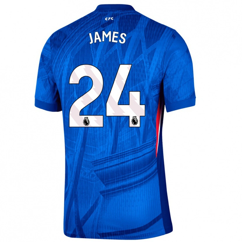 Danxen Homme Maillot Reece James #24 Bleu Blanc Tenues Domicile 2025/26 T-Shirt