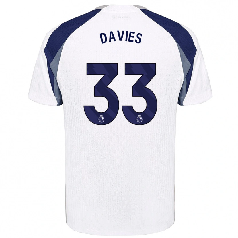 Danxen Homme Maillot Ben Davies #33 Blanc Marine Tenues Domicile 2025/26 T-Shirt