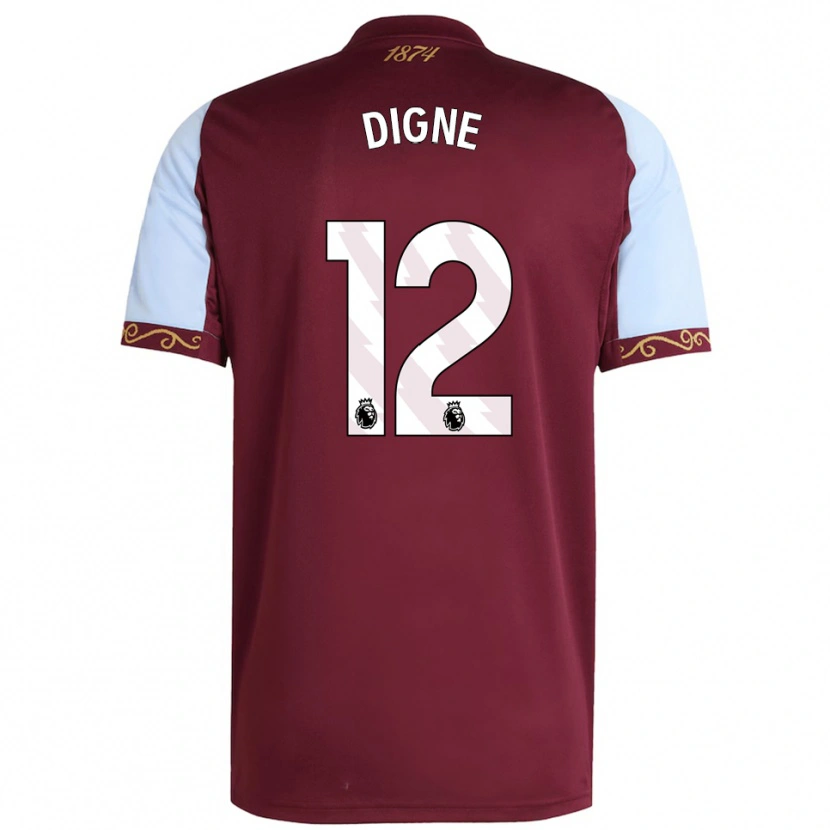 Danxen Homme Maillot Lucas Digne #12 Bourgogne Bleu Ciel Tenues Domicile 2025/26 T-Shirt